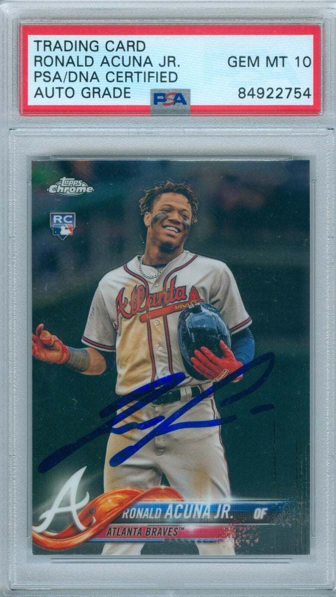 2018 Topps Chrome Update Ronald Acuna Jr. RC On Card PSA 10/10 Auto GEM MINT