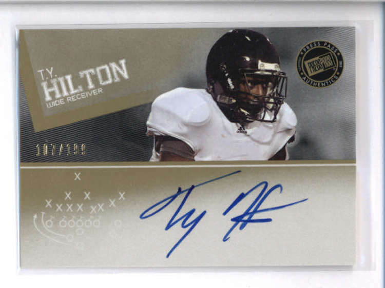 T.Y. HILTON 2012 PRESS PASS GOLD ROOKIE AUTOGRAPH AUTO #107/199