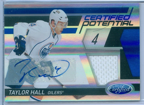 TAYLOR HALL 2011-12 TOTALLY CERTIFIED MIRROR BLUE JERSEY AUTO AUTOGRAPH SP/50