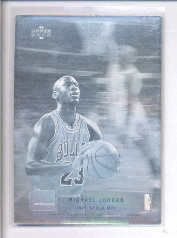 MICHAEL JORDAN 1991/92 UPPER DECK NBA MVP MCDONALD'S HOLOFOIL CARD