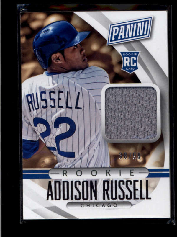 ADDISON RUSSELL 2015 PANINI THE NATIONAL ROOKIE USED WORN JERSEY #38/9