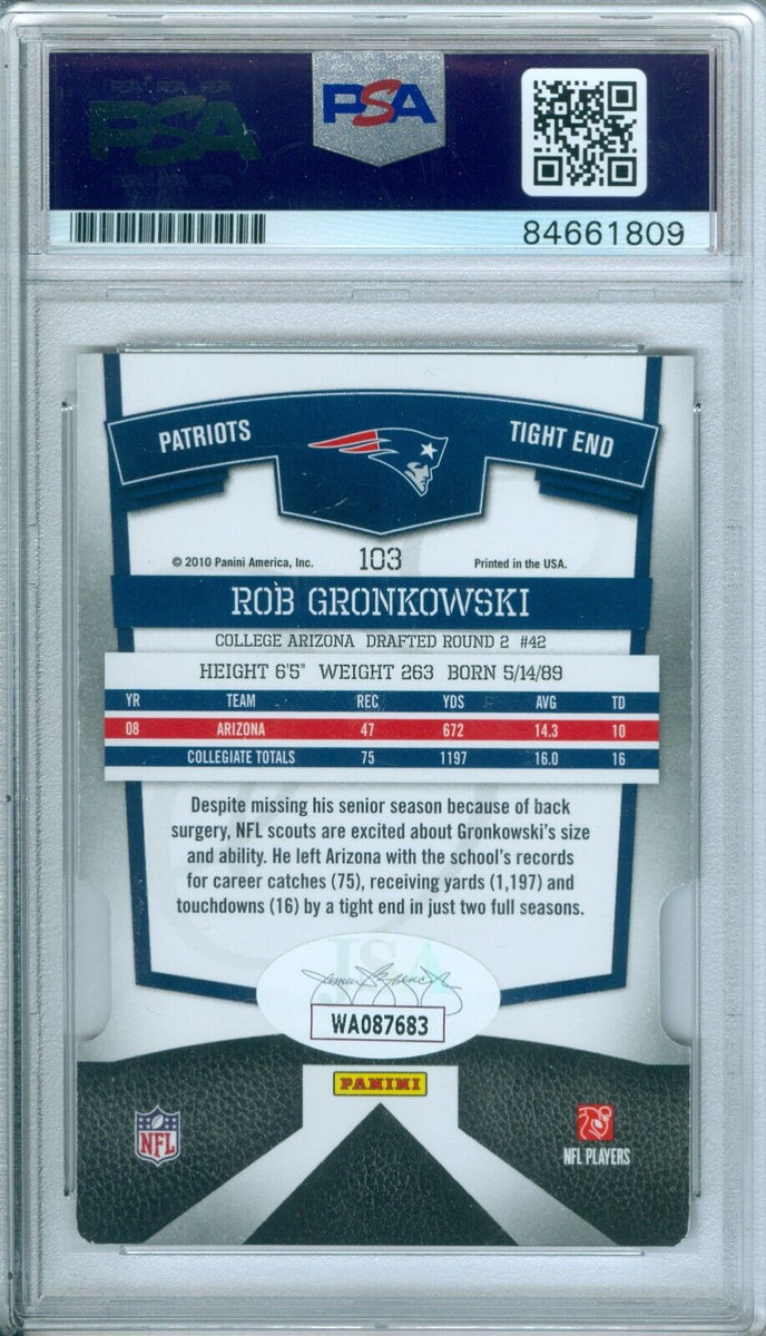 Graded 2010 Topps Rob Gronkowski #148 Rookie RC Football Card PSA 10 Gem  Mint 