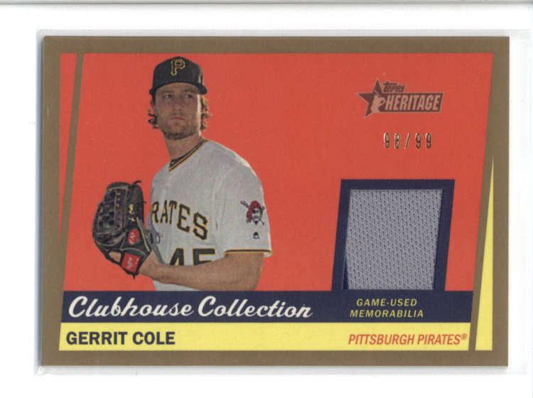 GERRIT COLE 2016 TOPPS HERITAGE CLUBHOUSE COLLECTION GOLD JERSEY #98/9 –  LTDSports
