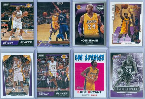 (8) KOBE BRYANT 8 CARD LOT OF PANINI / TOPPS / UPPER DECK / ALL DIFFERENT