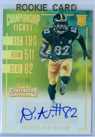 DEMARCUS AYERS 2016 CONTENDERS CHAMPIONSHIP TICKET ROOKIE AUTO AUTOGRAPH SP/99