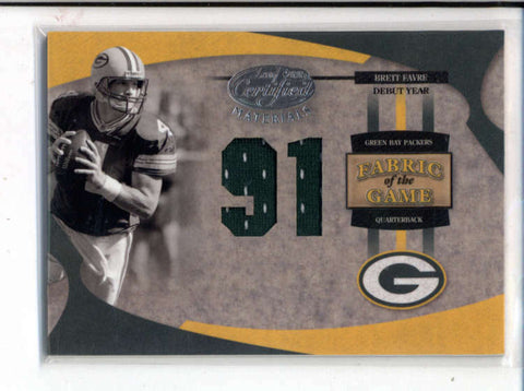 BRETT FAVRE 2005 LEAF CERTIFIED MATERIALS PACKERS GAME USED WORN JERSEY AC1251