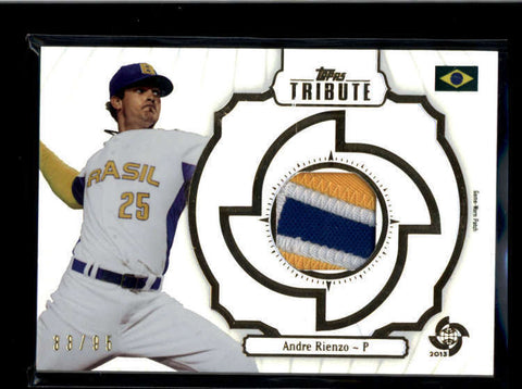 ANDRE RIENZO 2013 TOPPS TRIBUTE WBC 3-CLR GAME USED WORN PATCH #33/95 AB8158