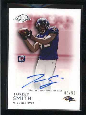 TORREY SMITH 2011 TOPPS LEGENDS RED ROOKIE AUTOGRAPH AUTO RC #09/50 AB9859