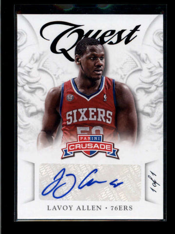 LAVOY ALLEN 2012/13 12/13 PANINI CRUSADE QUEST BLACK AUTO MASTERPIECE 1/1 AB7840