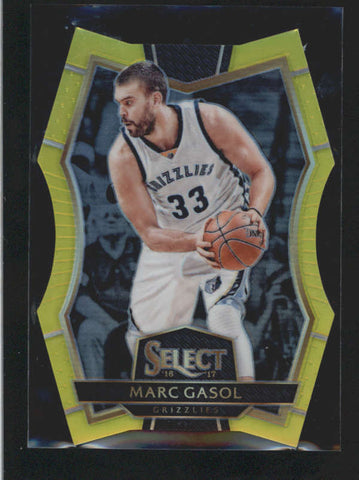 MARC GASOL 2016/17 SELECT #186 NEON YELLOW DIE-CUT PARALLEL #33/75 AC407