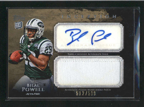 BILAL POWELL 2011 TOPPS INCEPTION ROOKIE PATCH AUTOGRAPH AUTO RC #512/599 AC227