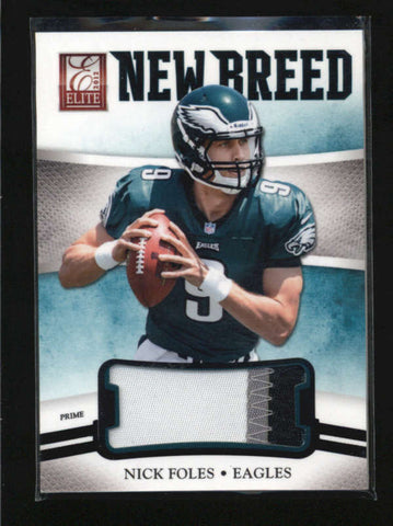 NICK FOLES 2012 PANINI ELITE NEW BREED 3-CLR PATCH #09/49 (HIS JERSEY #9) AB5638