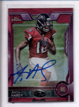 JUSTIN HARDY 2015 TOPPS CHROME PINK REFRACTOR ROOKIE AUTOGRAPH AUTO #/75 AC2301