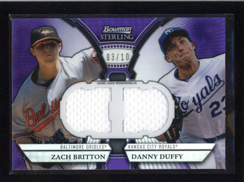 BRITTON / DUFFY 2011 BOWMAN STERLING PURPLE REFRACTOR DUAL JERSEY #03/10 AB8895