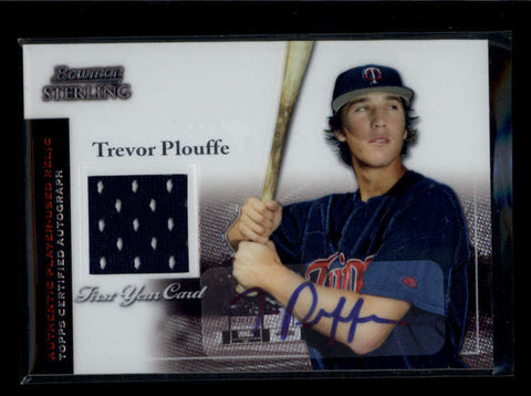 TREVOR PLOUFFE 2004 BOWMAN STERLING USED JERSEY AUTOGRAPH AUTO ROOKIE AB7082