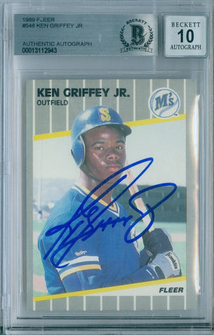 Ken Griffey Jr 1989 Fleer #548 RC Rookie Autograph BAS BGS Beckett 10 Auto