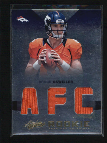 BROCK OSWEILER 2012 ABSOLUTE TRIPLE ROOKIE RC USED WORN JERSEY #57/99 AB6185