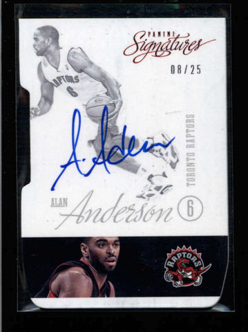 ALAN ANDERSON 2012/13 PANINI SIGNATURES RED DIE-CUT AUTOGRAPH AUTO #08/25 AC1807