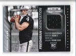 DEREK CARR 2014 ROOKIES AND STARS LONGEVITY ROOKIE USED WORN JERSEY RC AB8926