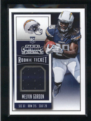 MELVIN GORDON 2015 PANINI CONTENDERS ROOKIE TICKET USED WORN JERSEY RC AB9889