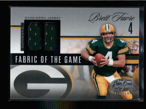 BRETT FAVRE 2005 CERTIFIED FABRIC OF THE GAME DUAL GAME JERSEY #07/50 AC1252