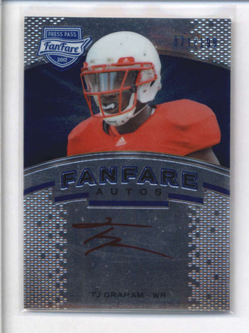 TJ GRAHAM 2012 PRESS PASS FANFARE RED INK AUTO (SP ONLY 26) RC #071/199 AB8986