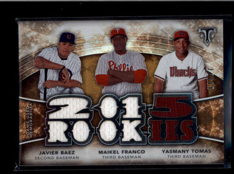 BAEZ / FRANCO / TOMAS 2015 TRIPLE THREADS 11-PC GAME USED JERSEY #11/27 AB8156