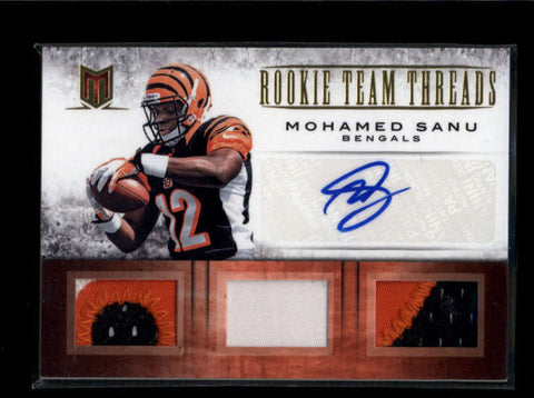 MOHAMED SANU 2012 PANINI MOMENTUM ROOKIE AUTO TRIPLE GAME PATCH #06/10 AB7200
