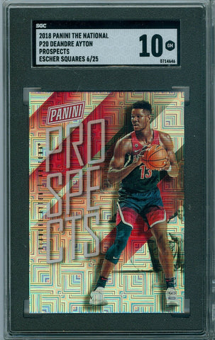 DEANDRE AYTON 2018 PANINI THE NATIONAL ESCHER SQUARES SP/25 RC ROOKIE SGC 10