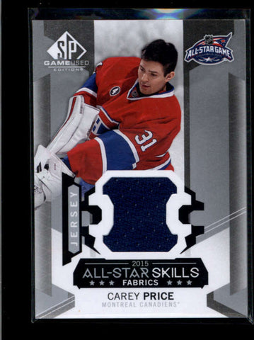 CAREY PRICE 2015/16 15/16 SP GAME USED ALL-STAR SKILLS FABRICS JERSEY AB7685