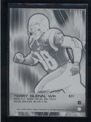TERRY GLENN 2000 COLLECTORS EDGE MASTERPIECE PRINTING PLATE #1/1 AB9905