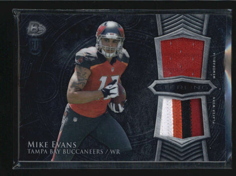 MIKE EVANS 2014 BOWMAN STERLING DUAL ROOKIE RC USED WORN 4-CLR PATCH AB6447