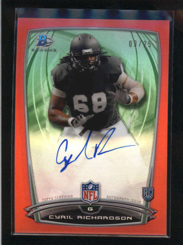 CYRIL RICHARDSON 2014 BOWMAN CHROME RED REFRACTOR ROOKIE AUTO #09/25 AB8936