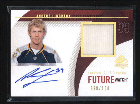 ANDERS LINDBACK 2010/11 SP AUTHENTIC #269 ROOKIE AUTO PATCH #099/100 AB6058
