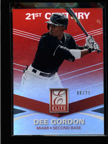 DEE GORDON 2015 PANINI ELITE #68  21ST CENTURY RED PARALLEL #08/21 AB8566