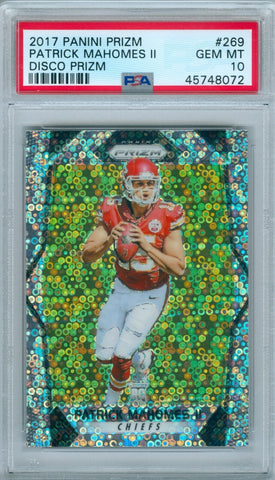 Patrick Mahomes 2017 Prizm Disco Prizm RC Rookie #269 PSA GEM MT 10