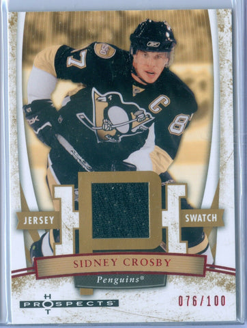 SIDNEY CROSBY 2007-08 FLEER HOT PROSPECTS RED HOT GAME USED JERSEY SP/100