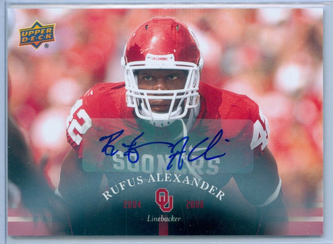 RUFUS ALEXANDER 2011 UPPER DECK OKLAHOMA SOONERS AUTO AUTOGRAPH SP