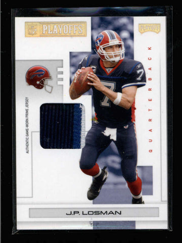 J.P. LOSMAN 2007 PLAYOFF GOLD PRIME 3-COLOR GAME USED JERSEY PATCH #01/10 AC930
