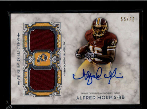 ALFRED MORRIS 2013 TOPPS MUSEUM DUAL GAME USED JERSEY AUTO #55/80 AB8186
