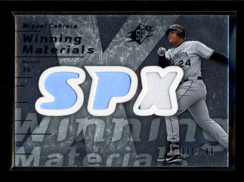 MIGUEL CABRERA 2007 SPX WINNING MATERIALS GAME USED JERSEY #060/199 AB7095