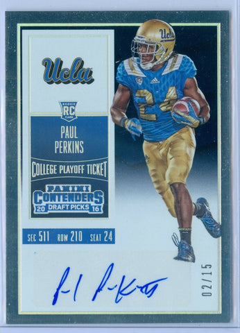 PAUL PERKINS 2016 CONTENDERS DRAFT PLAYOFF TICKET RC ROOKIE AUTO AUTOGRAPH SP/15