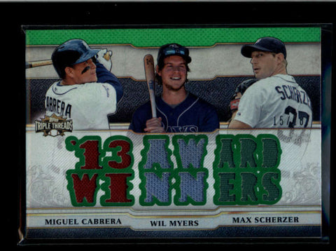 CABRERA / MYERS / SCHERZER 2014 TRIPLE THREADS 14-PC GAME JERSEY #15/18 AB8157