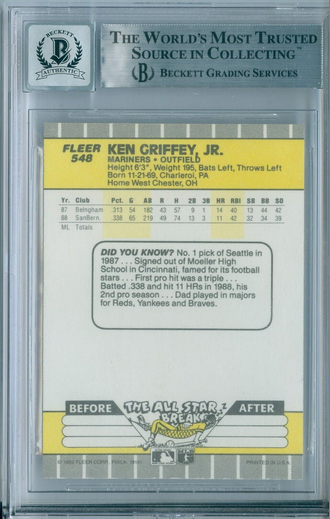 1989 FLEER KEN GRIFFEY JR. ROOKIE RC #548 PSA 9 Mint