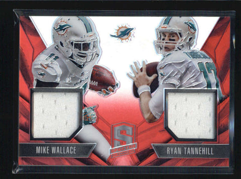 WALLACE / TANNEHILL 2013 SPECTRA RED PRIZM DUAL GAME USED JERSEY #19/25 AB6506