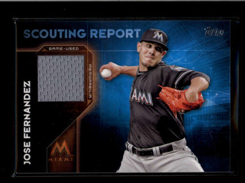 JOSE FERNANDEZ 2016 TOPPS SCOUTING REPORT GAME USED WORN JERSEY AB8149
