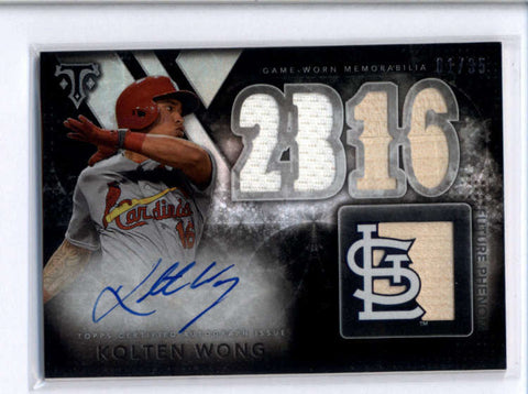 KOLTEN WONG 2015 TOPPS TRIPLE THREADS 5-PC GAME BAT / JERSEY AUTO #01/35 AB8119