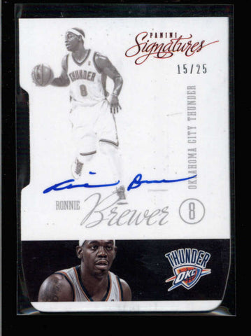 RONNIE BREWER 2012/13 PANINI SIGNATURES RED DIE-CUT AUTOGRAPH AUTO #15/25 AC1808