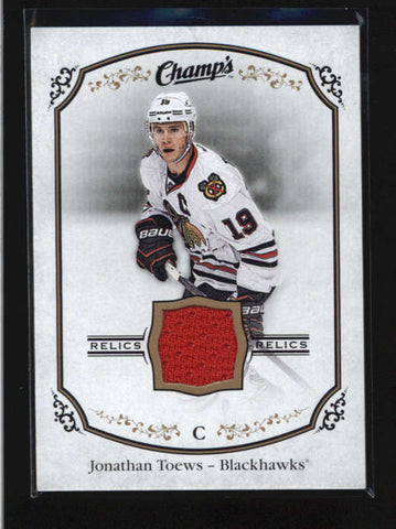 JONATHAN TOEWS 2015/16 15/16 UD CHAMPS GAME USED WORN JERSEY RELIC AB9622