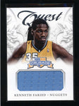 KENNETH FARIED 2012/13 PANINI CRUSADE #99 QUEST GAME USED WORN JERSEY AB9397